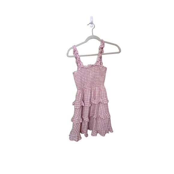 Pink Gingham Ruffled Smocked Dress By Mable Small Cottacore feminine - Picture 1 of 8